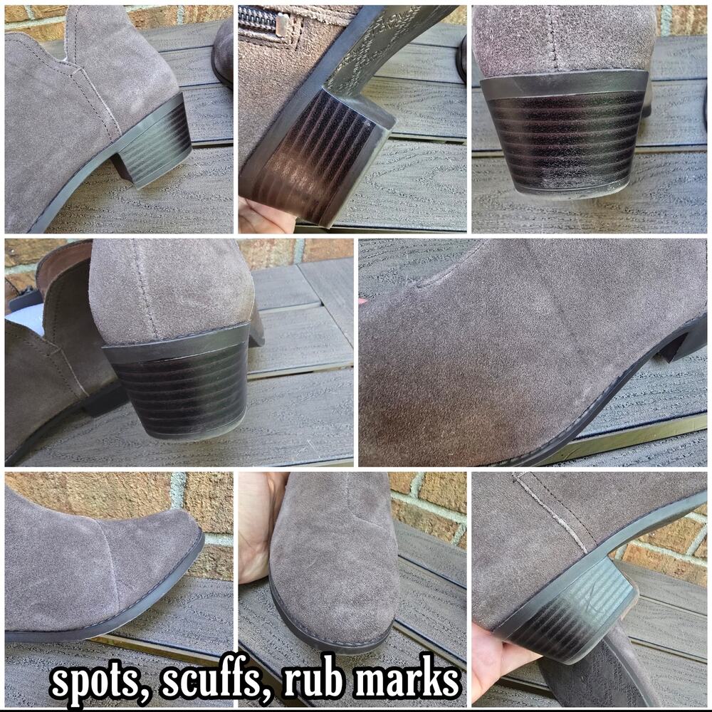 Vionic Liv Gray Suede Ankle Boots Women Size 10 Side Zip Booties Low Block Heel - Picture 6 of 11